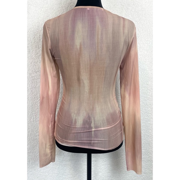 ZARA • Abstract Printed Tulle Long Sleeve Blouse Top - Picture 6 of 14